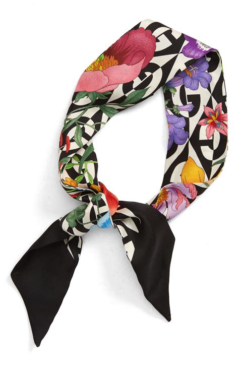 gucci black floral silk scarf|Gucci floral.